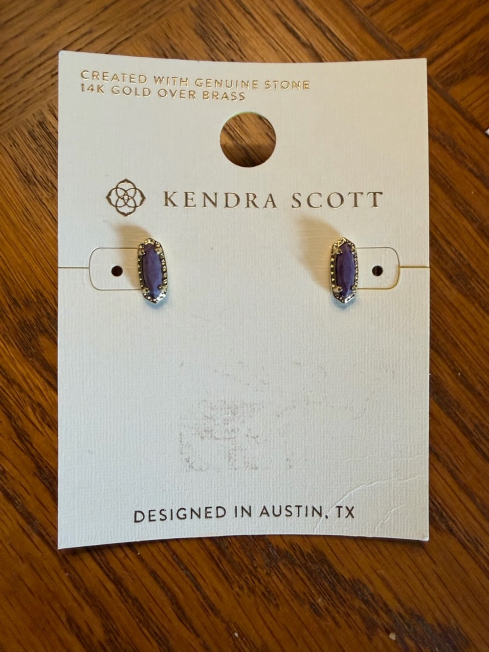 Kendra Scott Gold Stud Earrings with Purple Stones